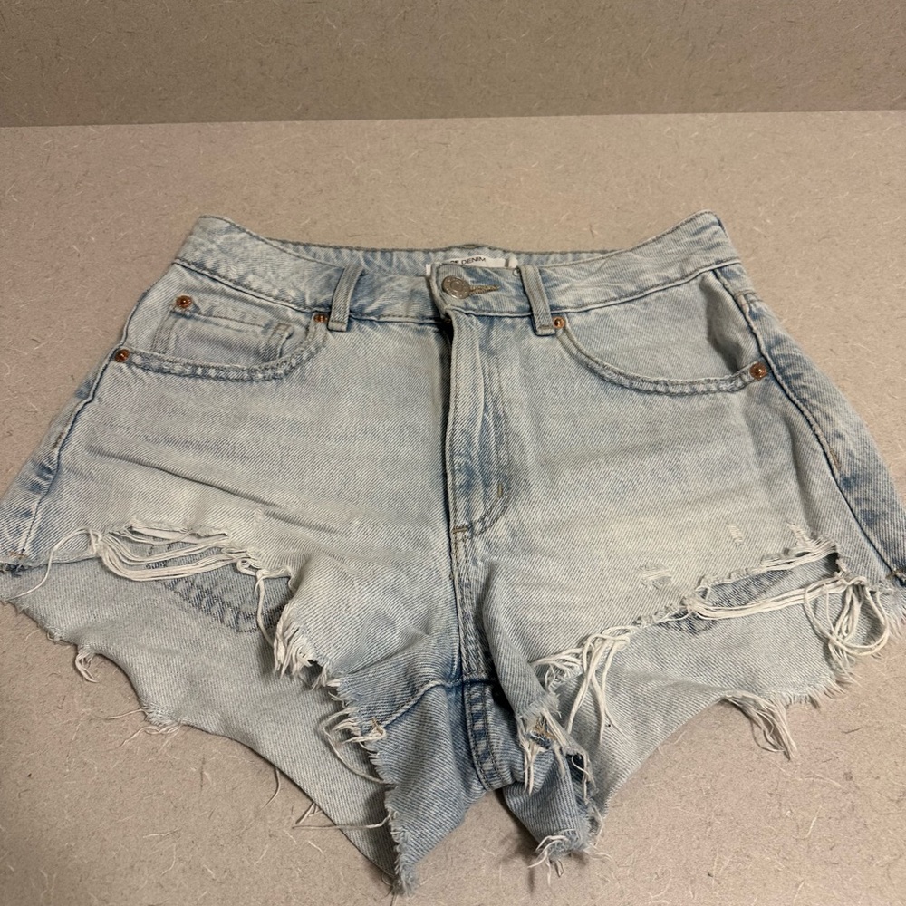 WOMENS GARAGE DENIM FESTIVAL SHORTS, SIZE 24/0